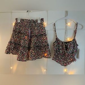 Wild Fable Crop Floral Ruffle Tank Top And Matching Skirt